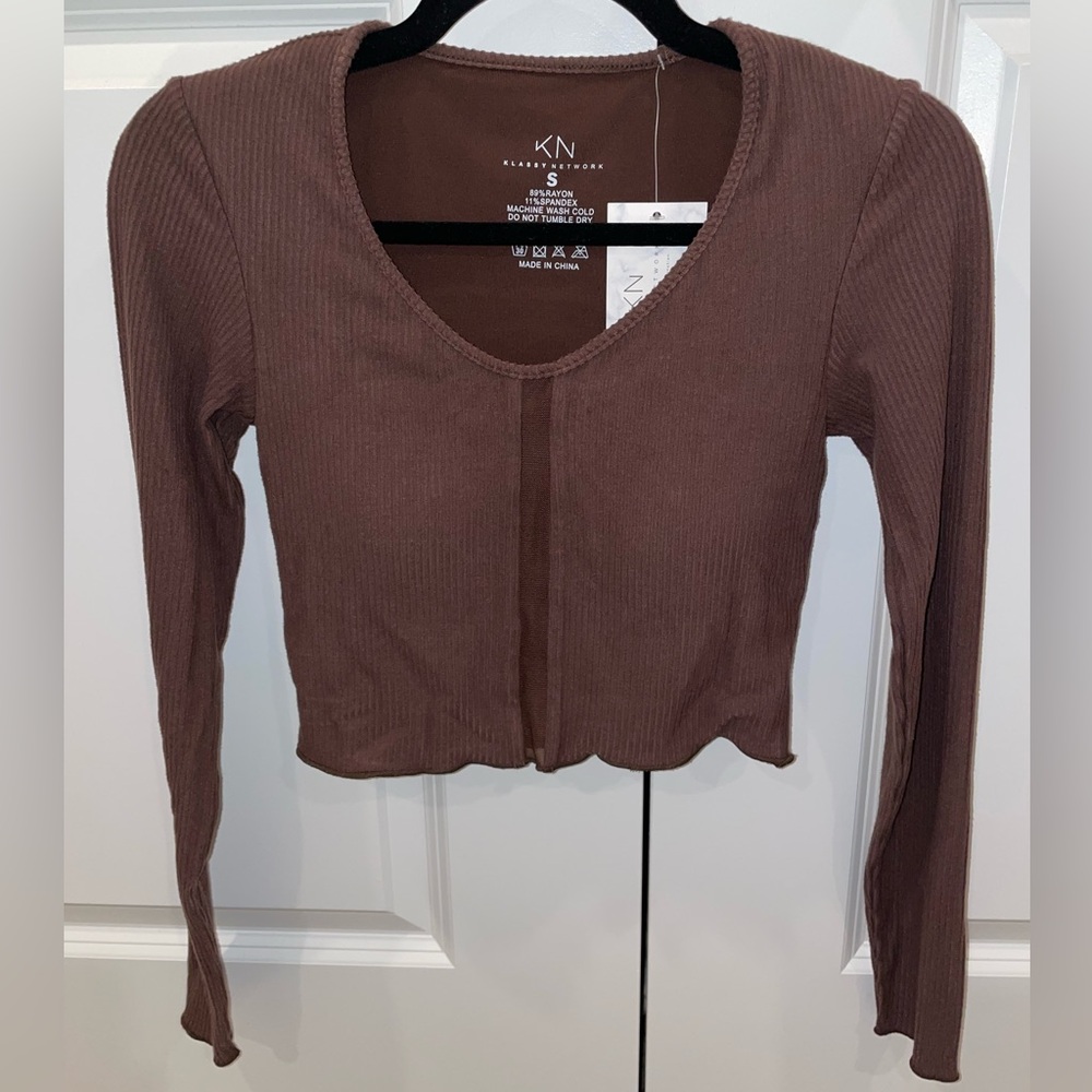 Klassy Network Mesh Cutout Brami Crop, Small, Brown